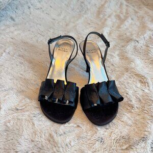 Stuart Weitzman Black Heels with Ruffle Detail